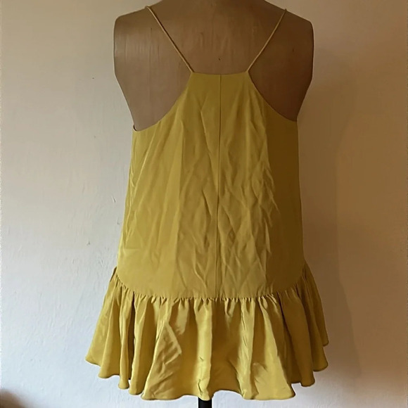 Tibi sz 4 yellow tank with ruffle 100% silk great pre owned condition thin strap - Picture 2 of 7